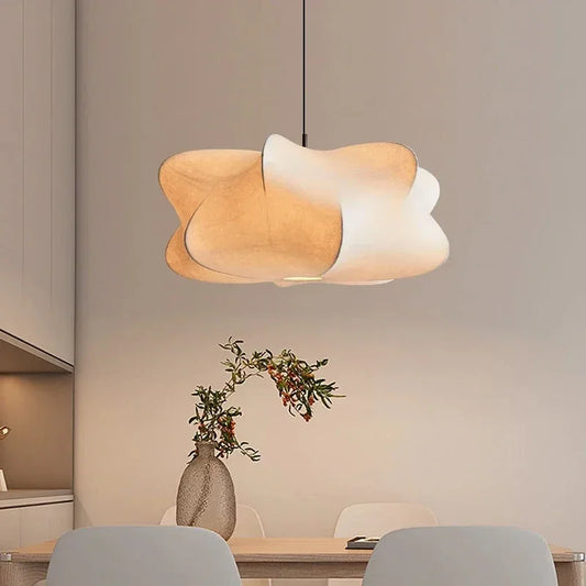Japanese Wabi-Sabi Ceiling Lamp with Silk Shade