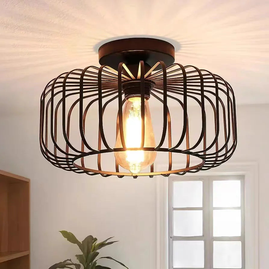 Industrial Style Ceiling Light – Metal Shade Flush Mount