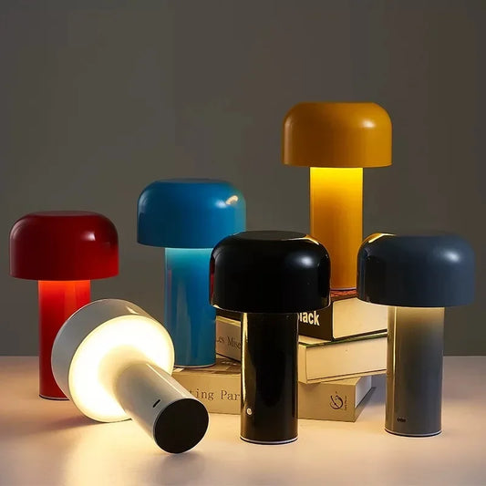 Mushroom LED Table Lamp – Portable, Rechargeable & Touch Control