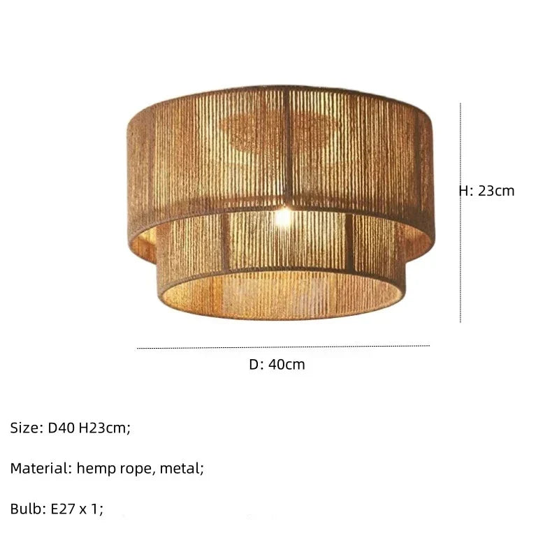 Boho Ceiling Light with Natural Rope