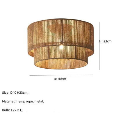 Boho Ceiling Light with Natural Rope