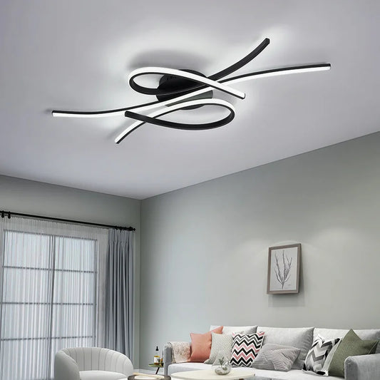 Modern Geometric LED Ceiling Light – Wavy Line Design