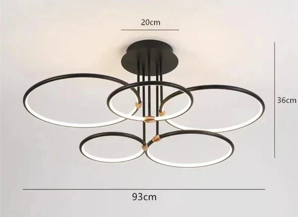 Modern LED Chandelier with Rings – Geometric Ceiling Light