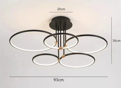 Modern LED Chandelier with Rings – Geometric Ceiling Light