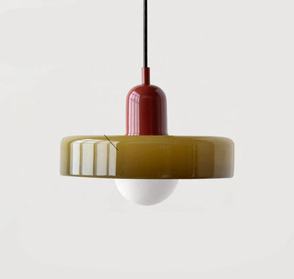 Bauhaus Pendant Light with Coloured Glass Shade