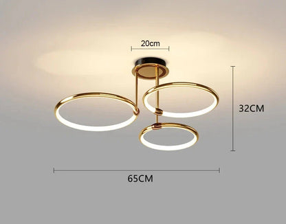 Modern LED Chandelier with Rings – Geometric Ceiling Light