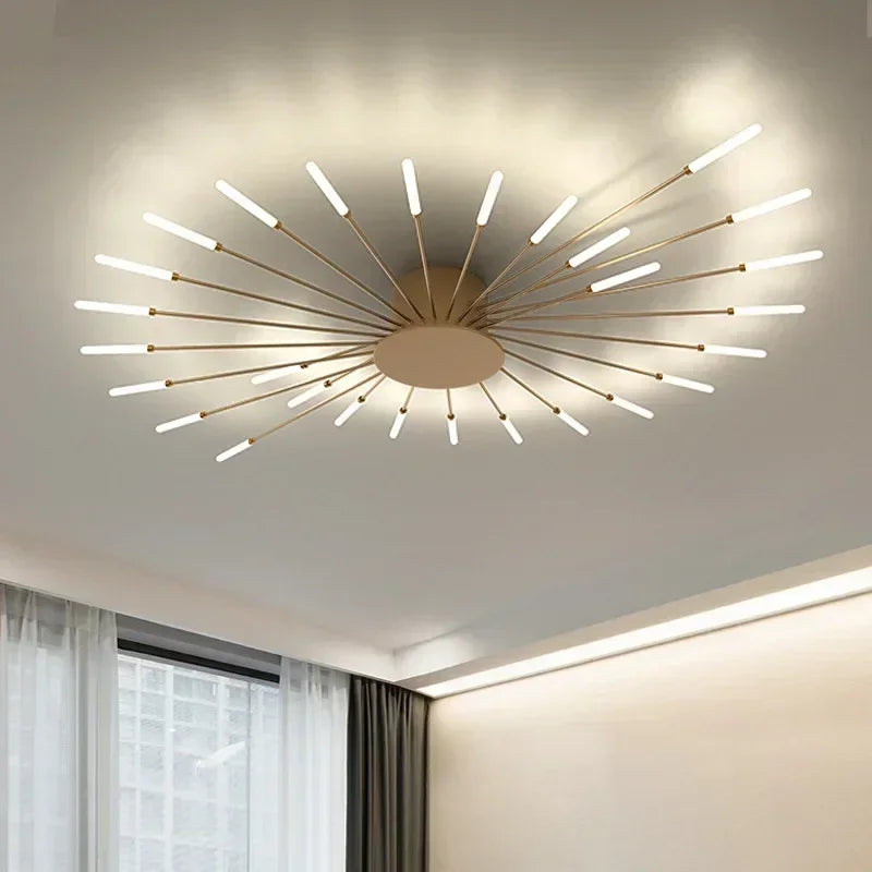 Modern LED Ceiling Chandelier – Minimalist Sunburst-Inspired Design