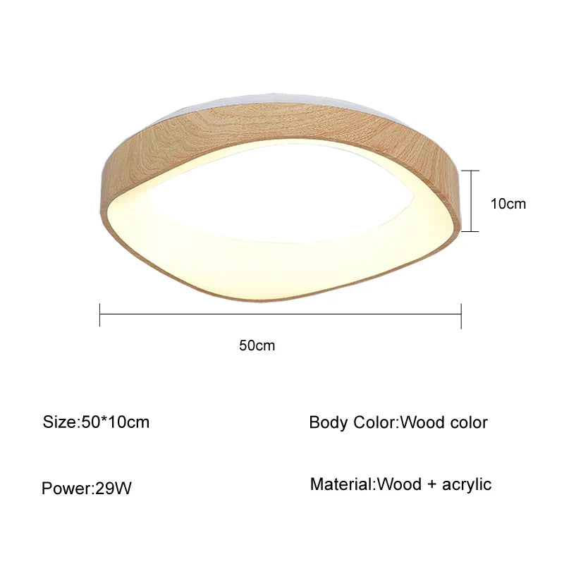 Scandinavian LED Ceiling Light – Modern Surface-Mounted Lamp with Wood Effect
