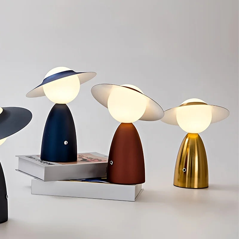 LED Table Lamp – Figure with Hat Design, Decorative Bedside or Desk Light