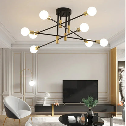 Industrial Ceiling Light with 6 Round Lamp Holders
