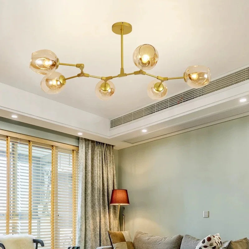 8-Arm Molecular Chandelier – Designer LED Ceiling Light