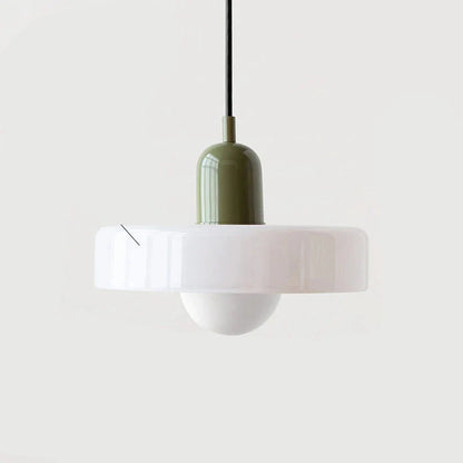Bauhaus Pendant Light with Coloured Glass Shade