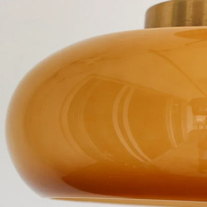 Vintage Semi-Flush Ceiling Light with Orange Dome Shade