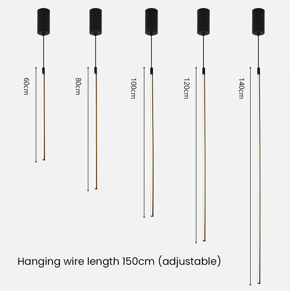 Slim Aluminium Linear Tube LED Ceiling Pendant - Arrielight