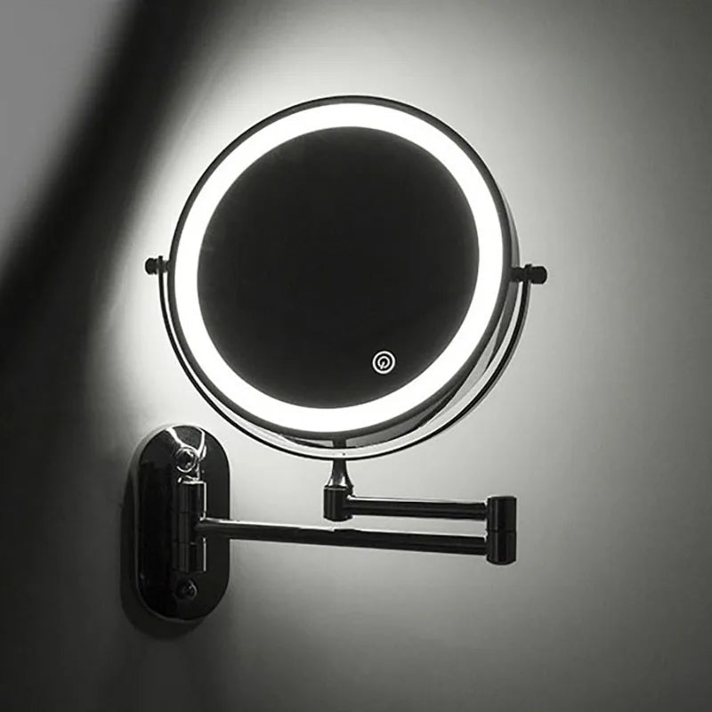 Wall-Mounted LED Makeup Mirror with Magnification