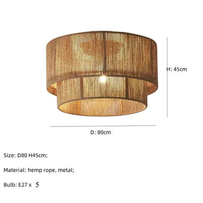 Boho Ceiling Light with Natural Rope