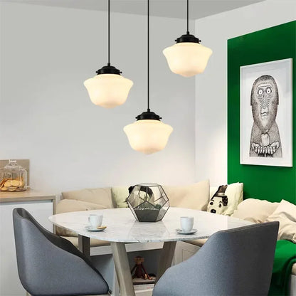 Geometric Pendant Lamp with Opal White Glass – Vintage Style