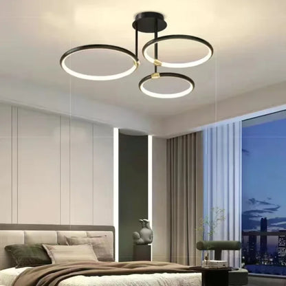 Modern LED Chandelier with Rings – Geometric Ceiling Light