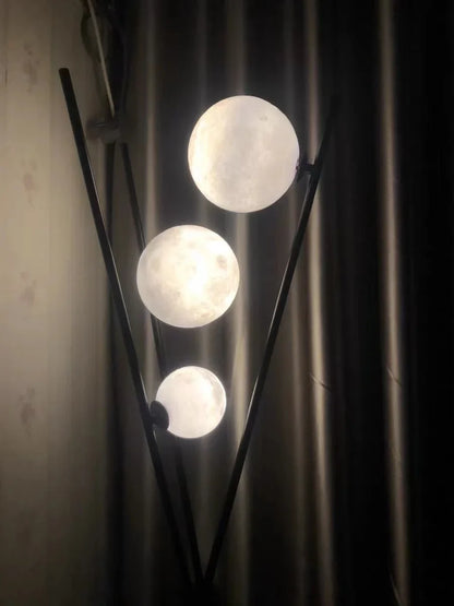 Designer LED Floor & Table Lamp with Moon-Shaped Shades on Tripod Base