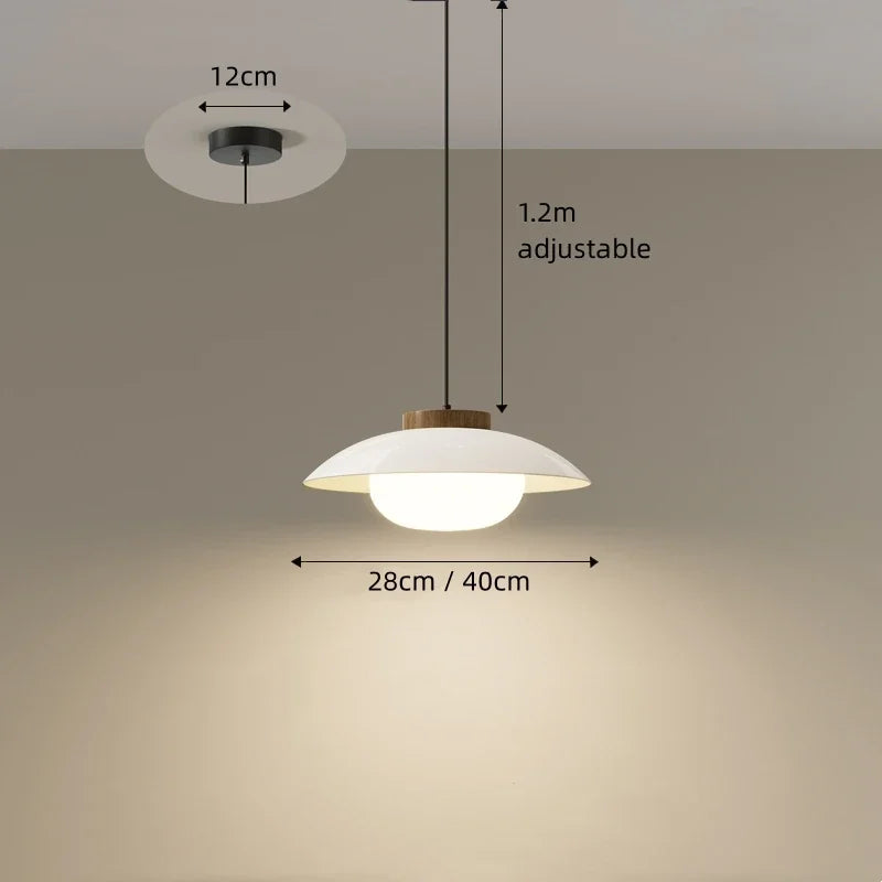 Modern Glass Pendant Light with Wooden Accent – Minimalist Design