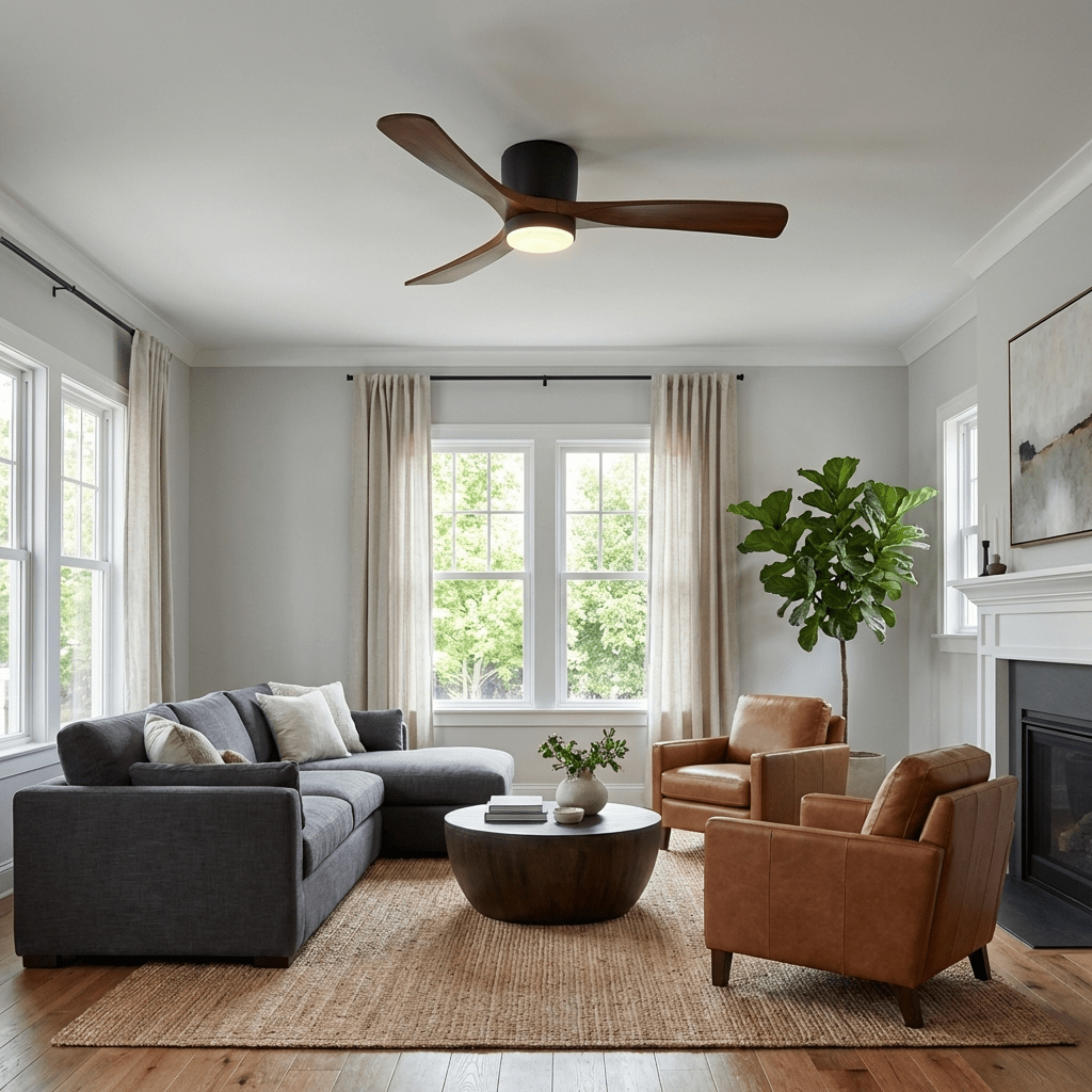 Scandinavian Wood Blade Ceiling Fan with LED Light - Arrielight