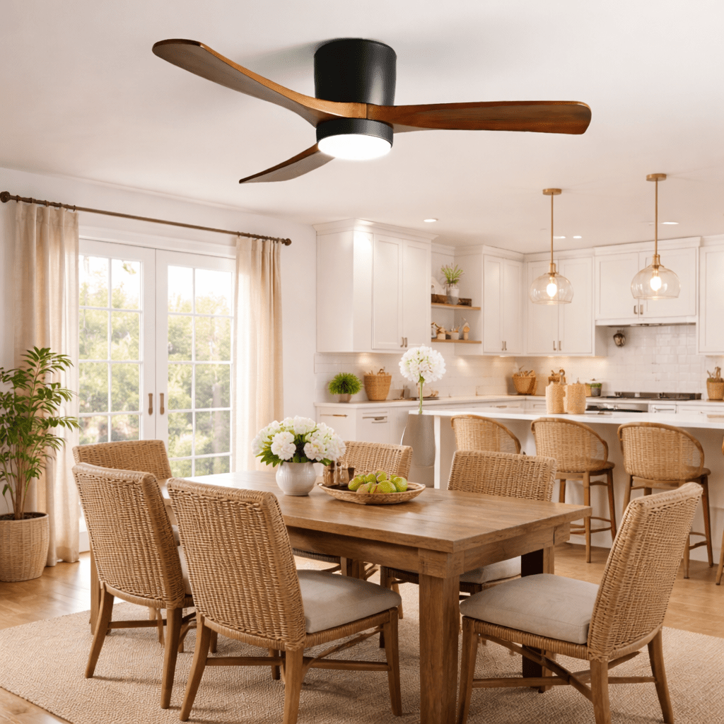 Scandinavian Wood Blade Ceiling Fan with LED Light - Arrielight