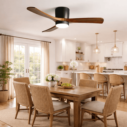 Scandinavian Wood Blade Ceiling Fan with LED Light - Arrielight