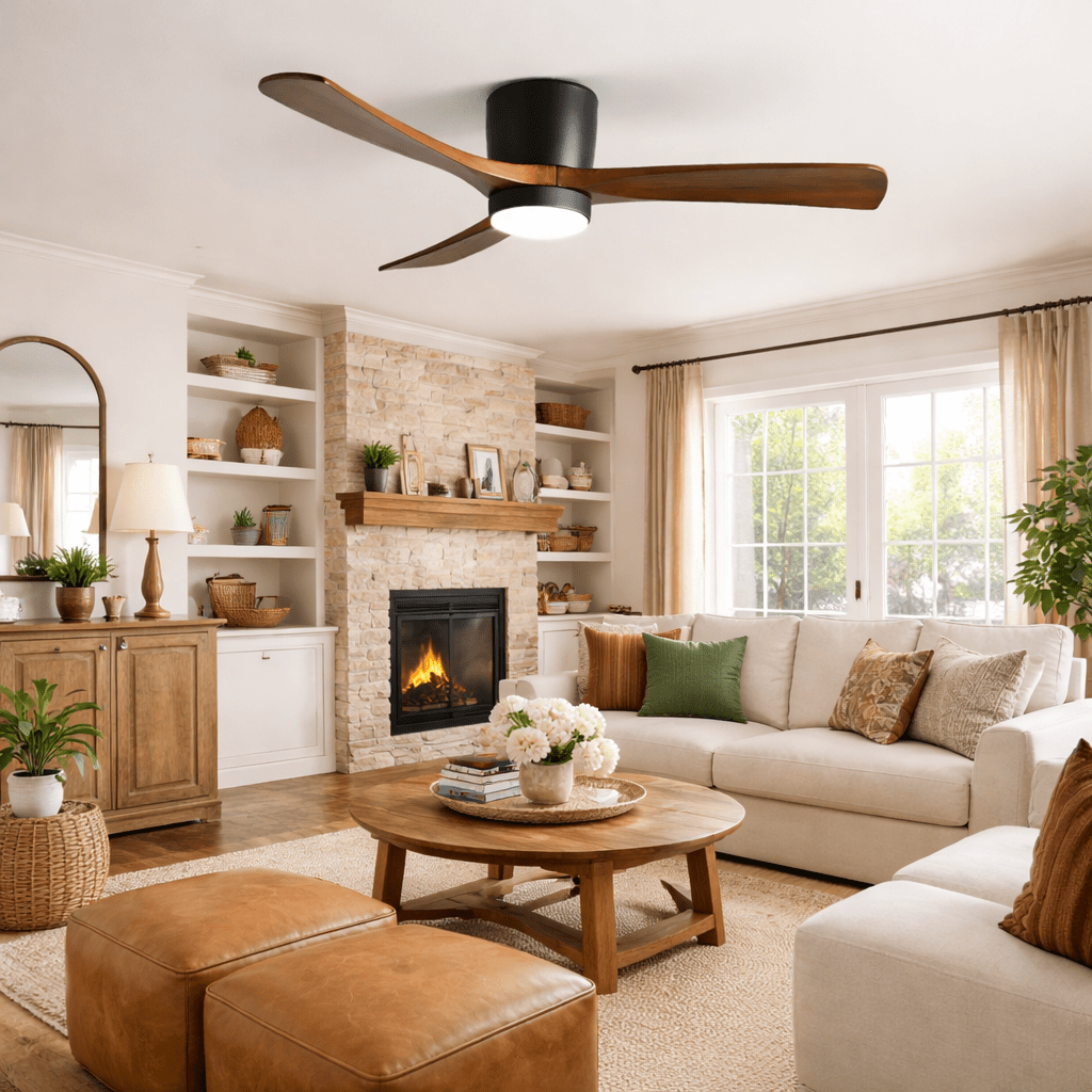 Scandinavian Wood Blade Ceiling Fan with LED Light - Arrielight