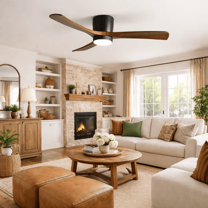 Scandinavian Wood Blade Ceiling Fan with LED Light - Arrielight