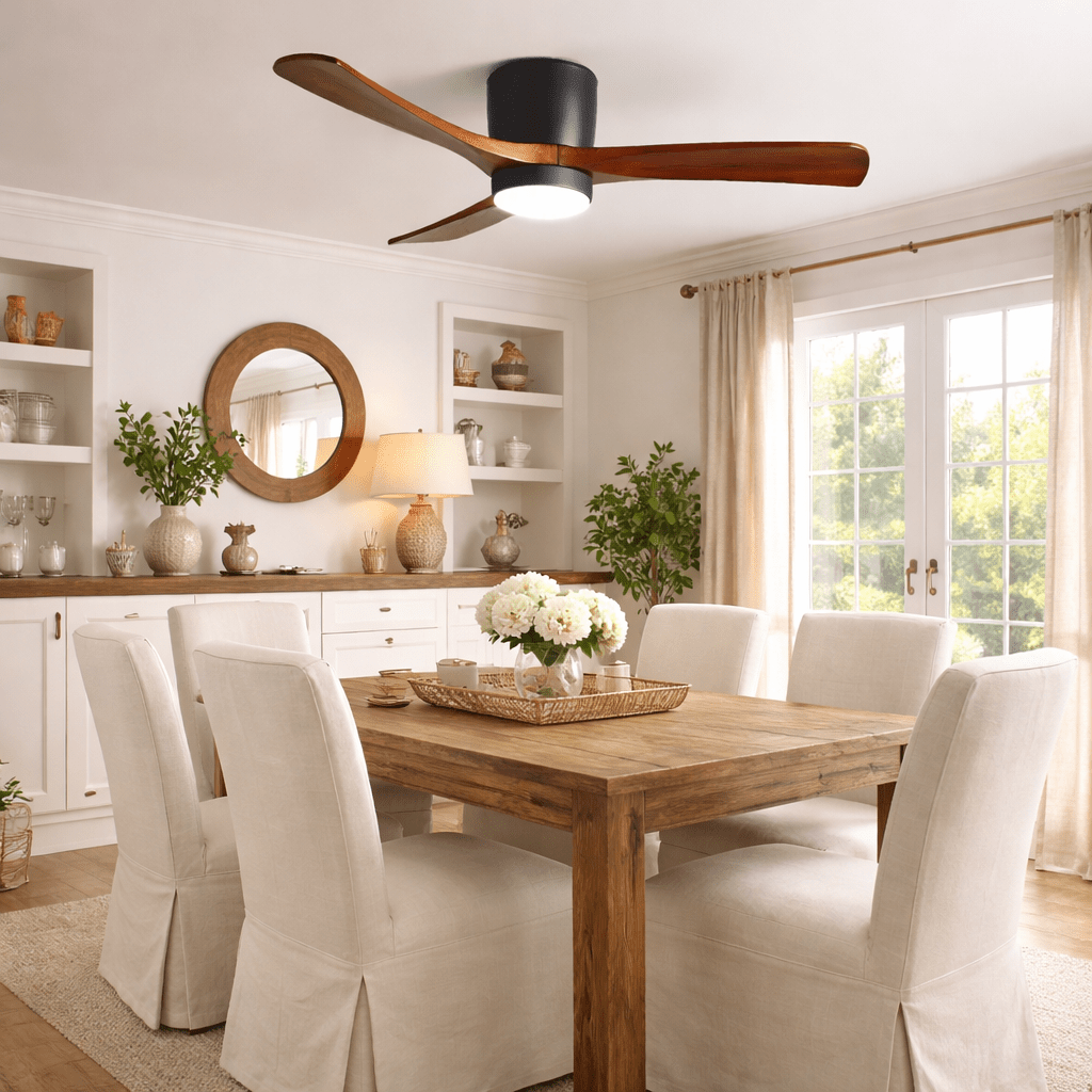 Scandinavian Wood Blade Ceiling Fan with LED Light - Arrielight