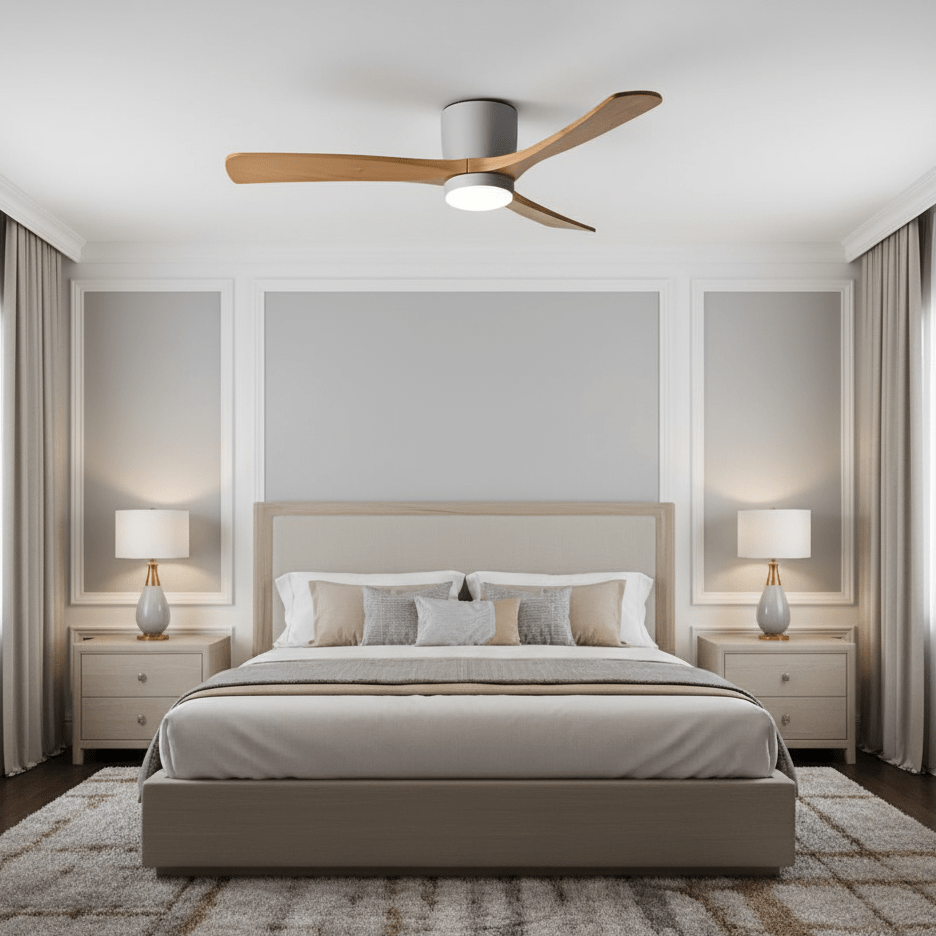 Scandinavian Wood Blade Ceiling Fan with LED Light - Arrielight