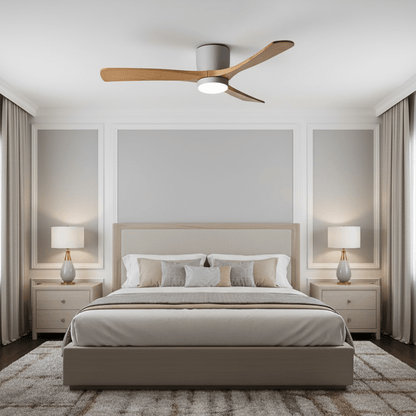 Scandinavian Wood Blade Ceiling Fan with LED Light - Arrielight