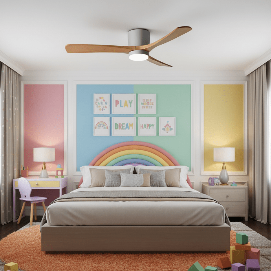 Scandinavian Wood Blade Ceiling Fan with LED Light - Arrielight