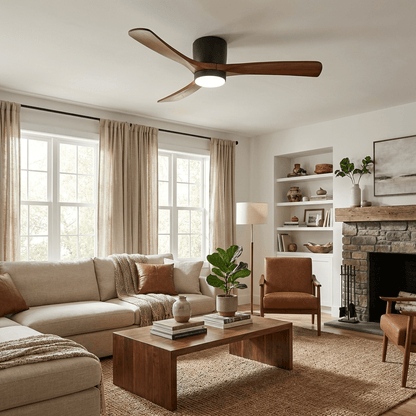Scandinavian Wood Blade Ceiling Fan with LED Light - Arrielight