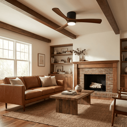 Scandinavian Wood Blade Ceiling Fan with LED Light - Arrielight
