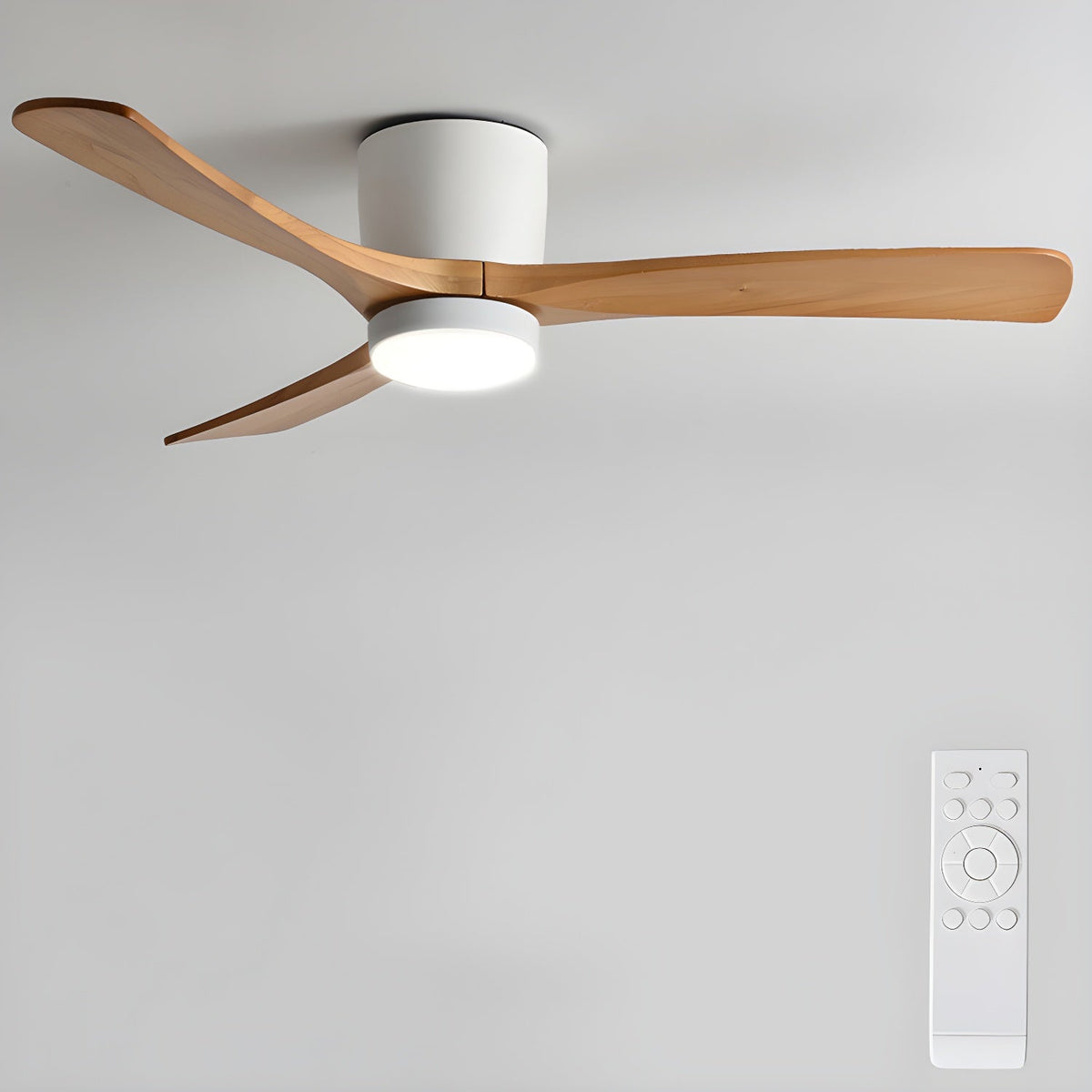 Scandinavian Wood Blade Ceiling Fan with LED Light - Arrielight