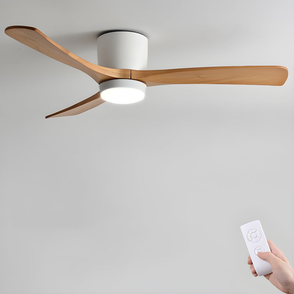 Scandinavian Wood Blade Ceiling Fan with LED Light - Arrielight