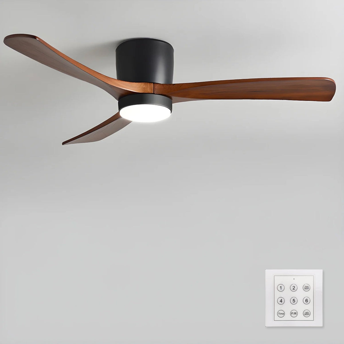 Scandinavian Wood Blade Ceiling Fan with LED Light - Arrielight