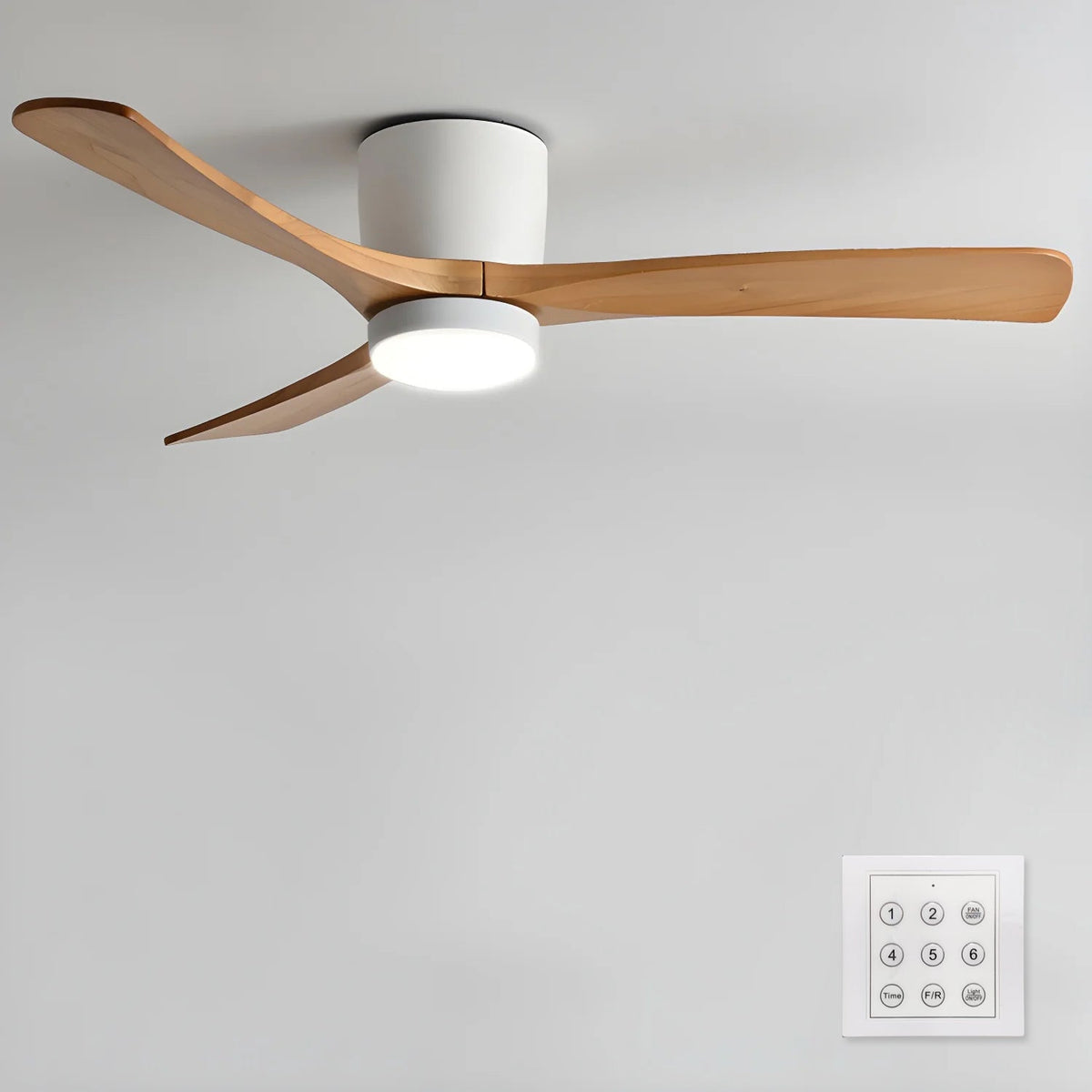 Scandinavian Wood Blade Ceiling Fan with LED Light - Arrielight