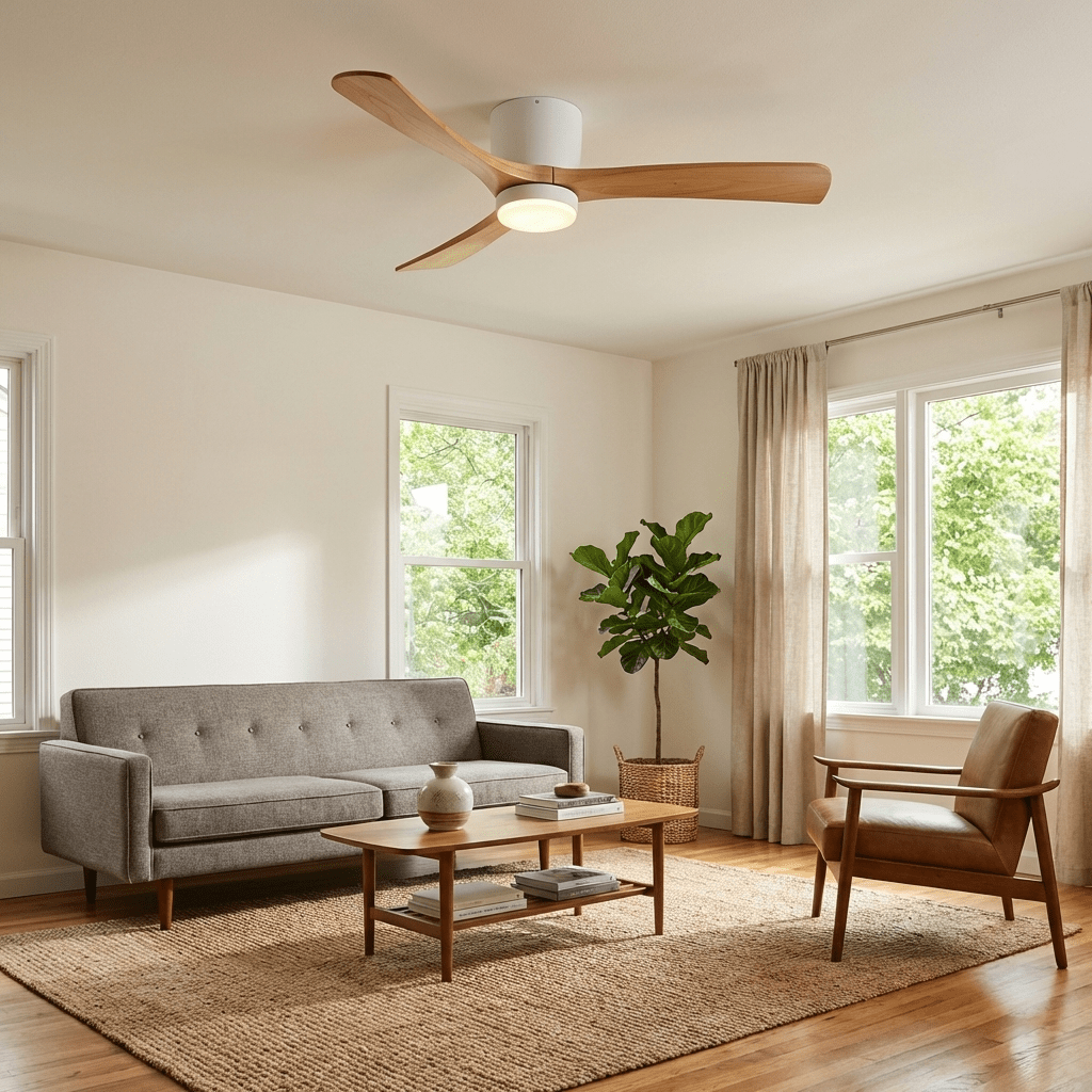Scandinavian Wood Blade Ceiling Fan with LED Light - Arrielight