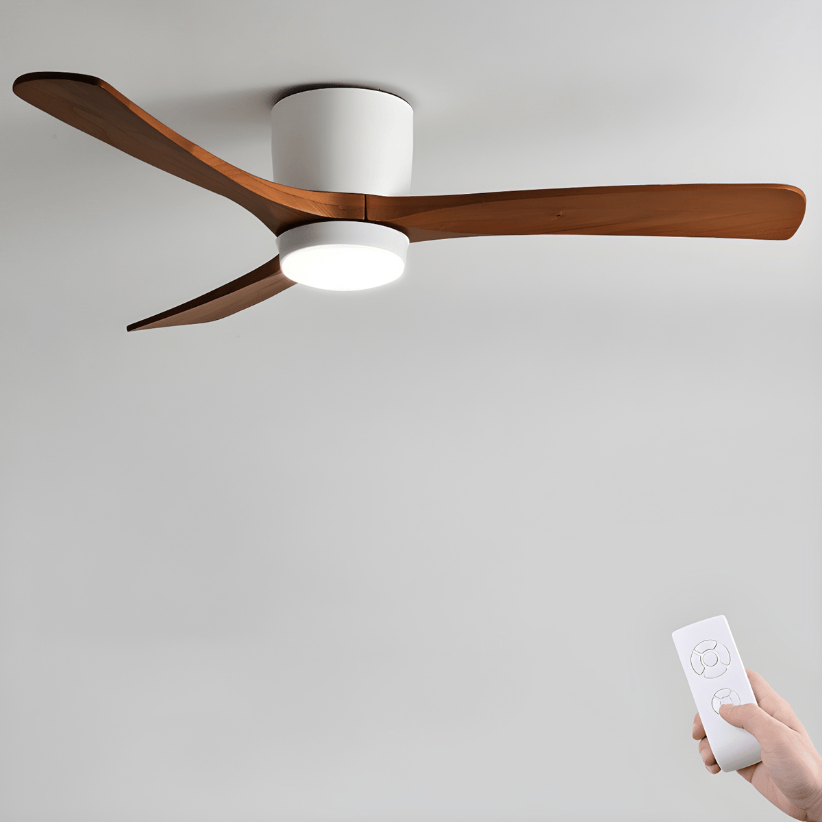 Scandinavian Wood Blade Ceiling Fan with LED Light - Arrielight