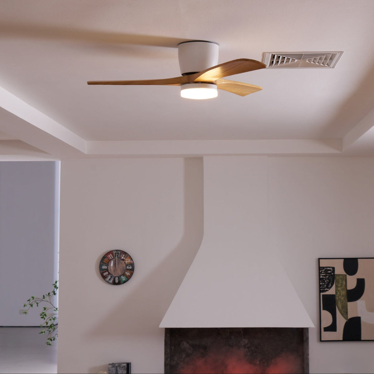 Scandinavian Wood Blade Ceiling Fan with LED Light - Arrielight