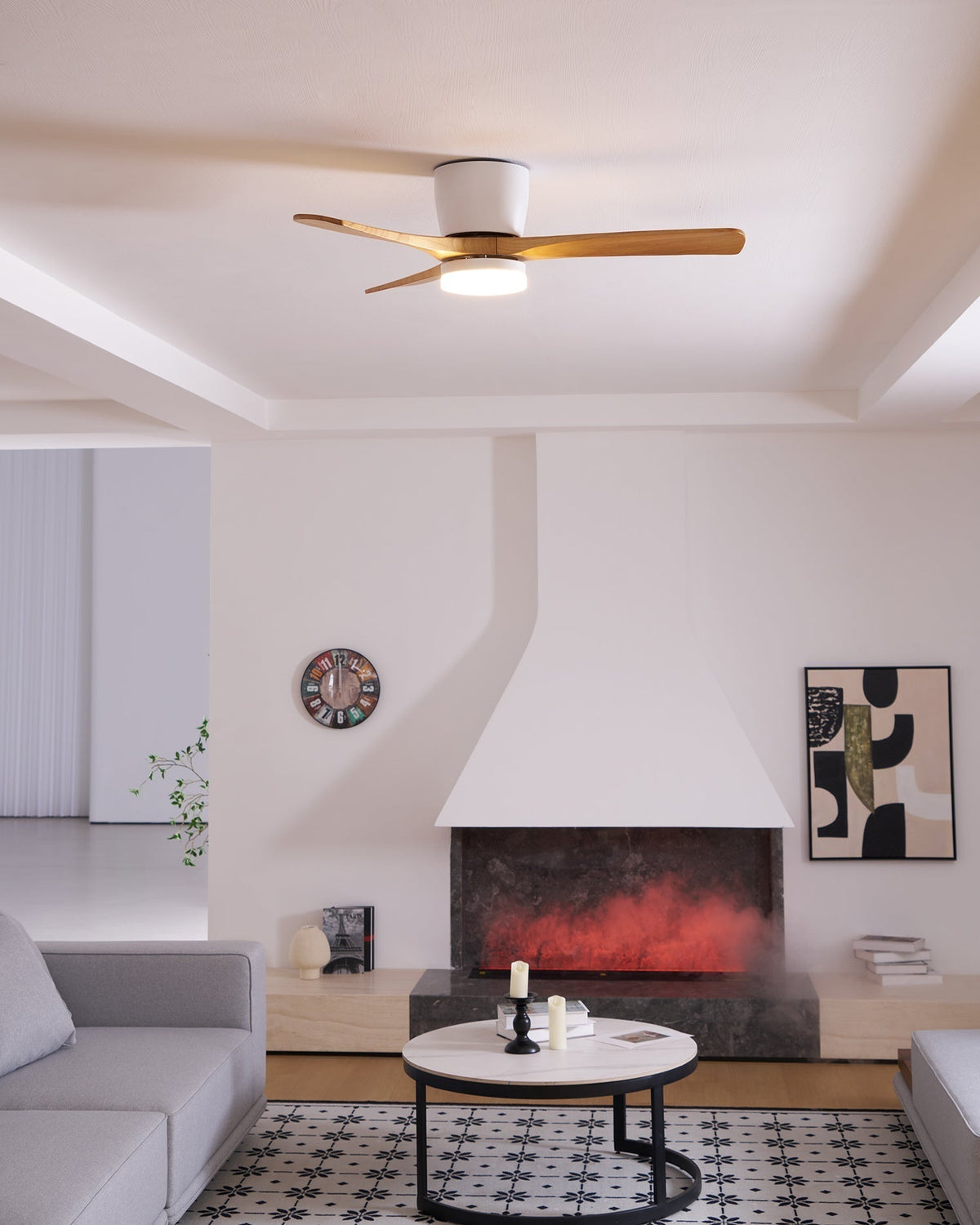 Scandinavian Wood Blade Ceiling Fan with LED Light - Arrielight