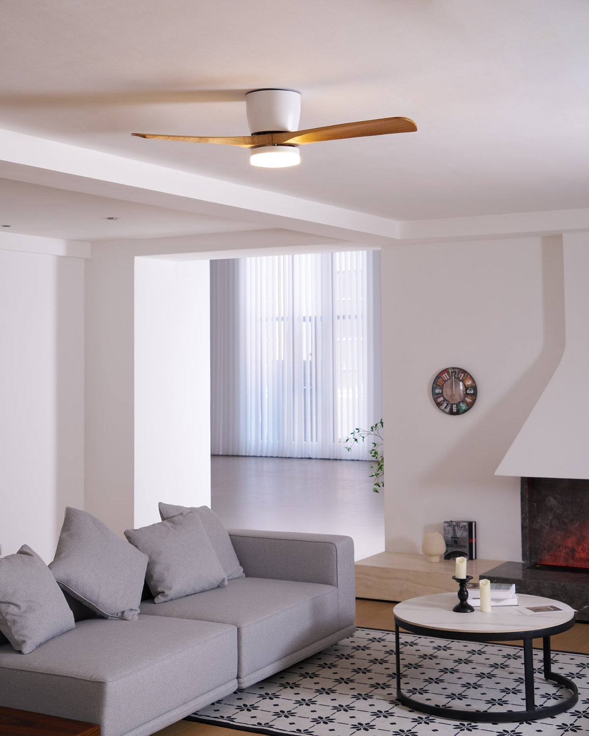 Scandinavian Wood Blade Ceiling Fan with LED Light - Arrielight