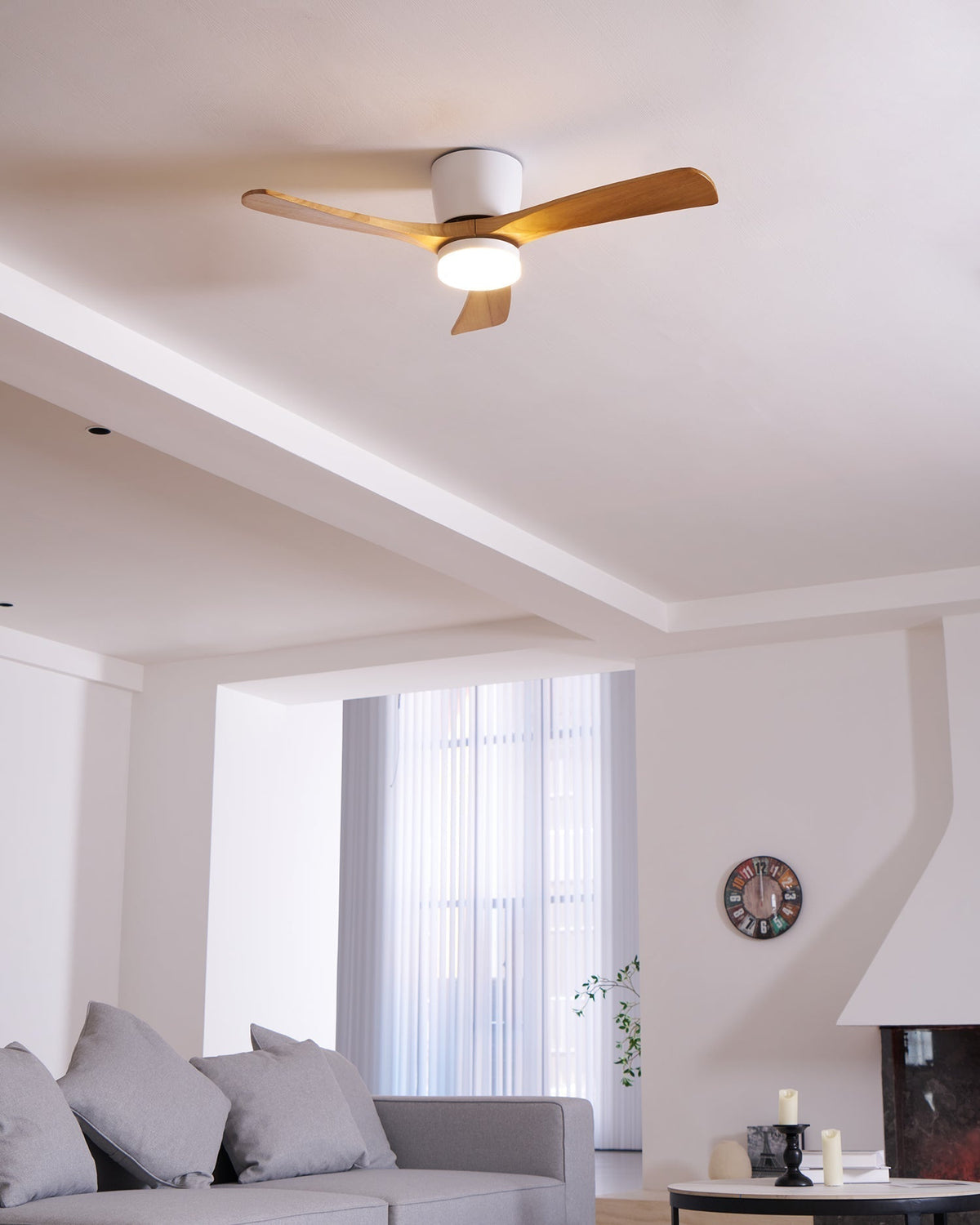 Scandinavian Wood Blade Ceiling Fan with LED Light - Arrielight