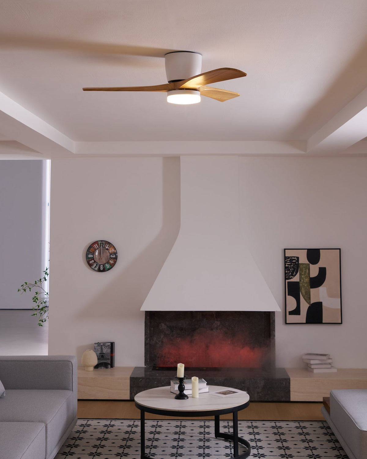 Scandinavian Wood Blade Ceiling Fan with LED Light - Arrielight
