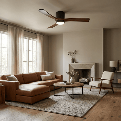 Scandinavian Wood Blade Ceiling Fan with LED Light - Arrielight