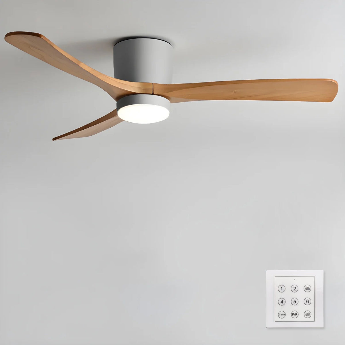 Scandinavian Wood Blade Ceiling Fan with LED Light - Arrielight