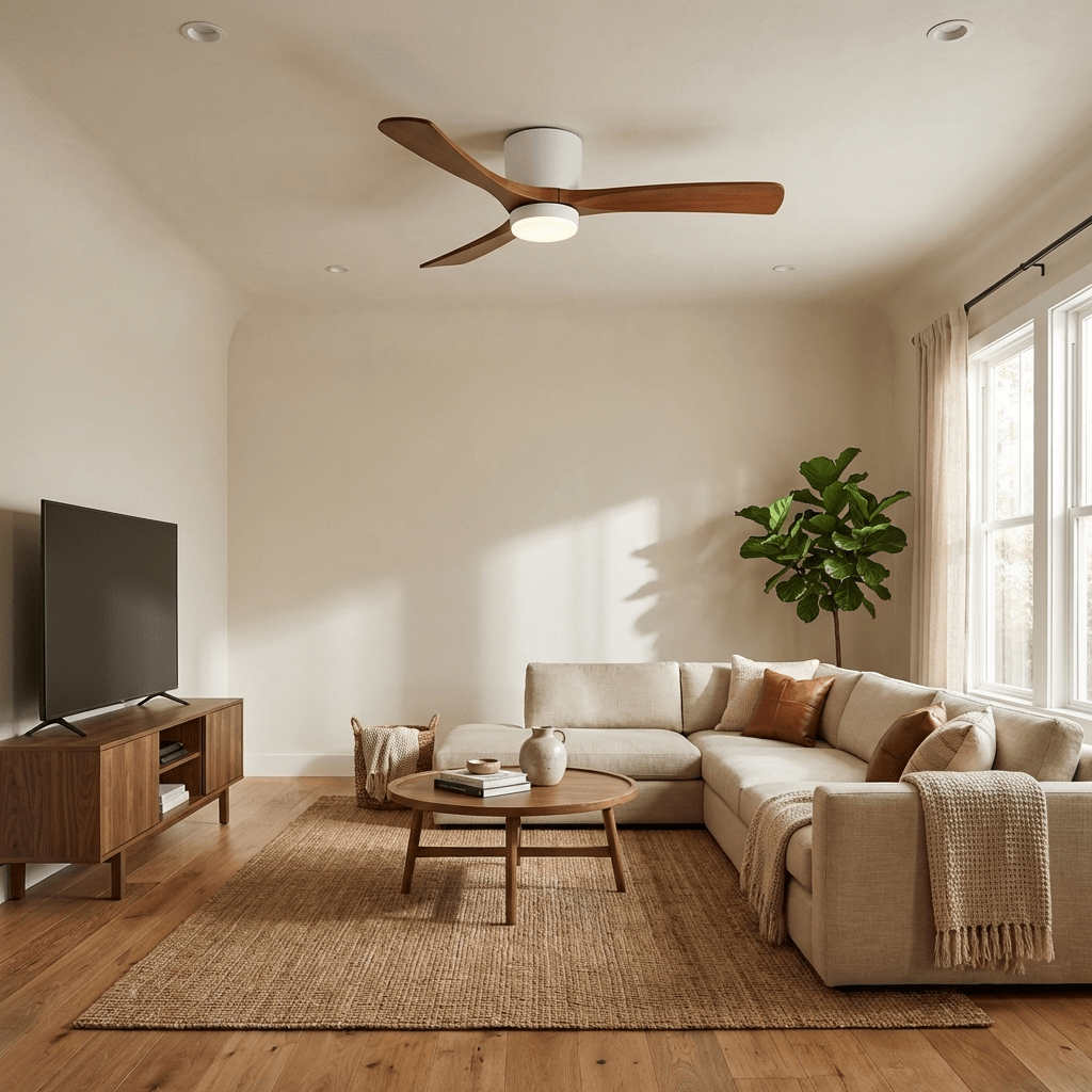 Scandinavian Wood Blade Ceiling Fan with LED Light - Arrielight