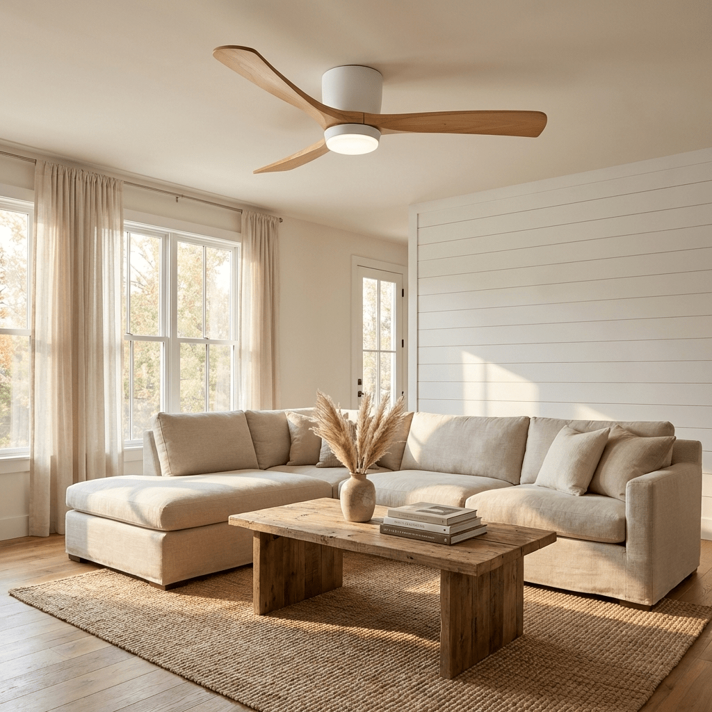 Scandinavian Wood Blade Ceiling Fan with LED Light - Arrielight